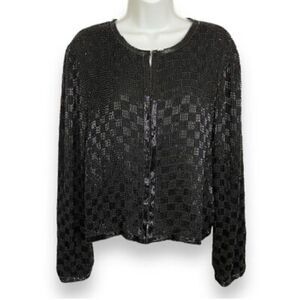 Vintage SCALA Beaded Jacket Black Size Medium